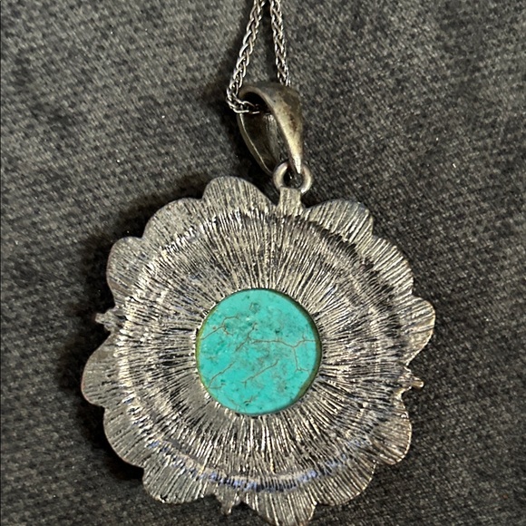 Turquoise and Silver Necklace and Bracelet Set - Picture 3 of 6